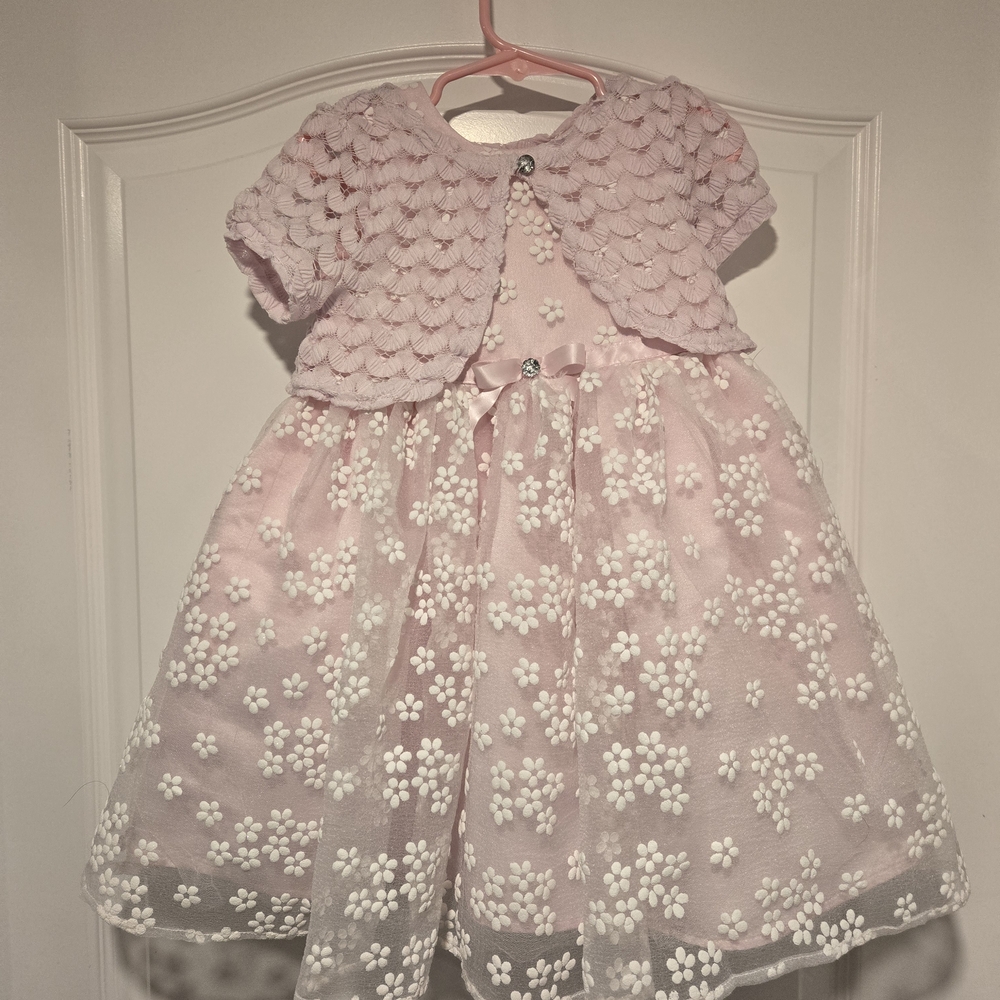 Blueberi Boulevard Pink Lace Baby Dress